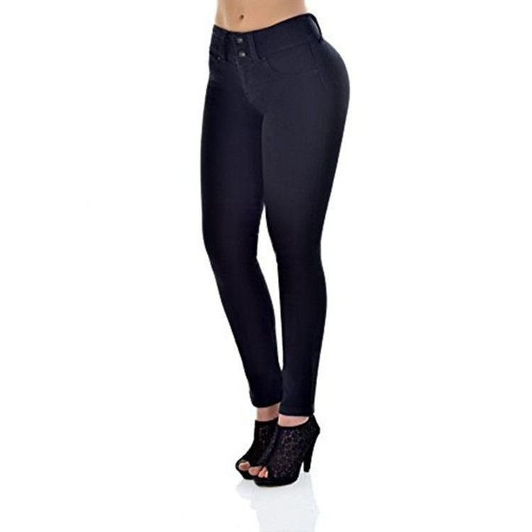 Couleur éblouissante de bonne qualité Jeans étirant haute taille Solid Woman Skinny Pencil Jeans