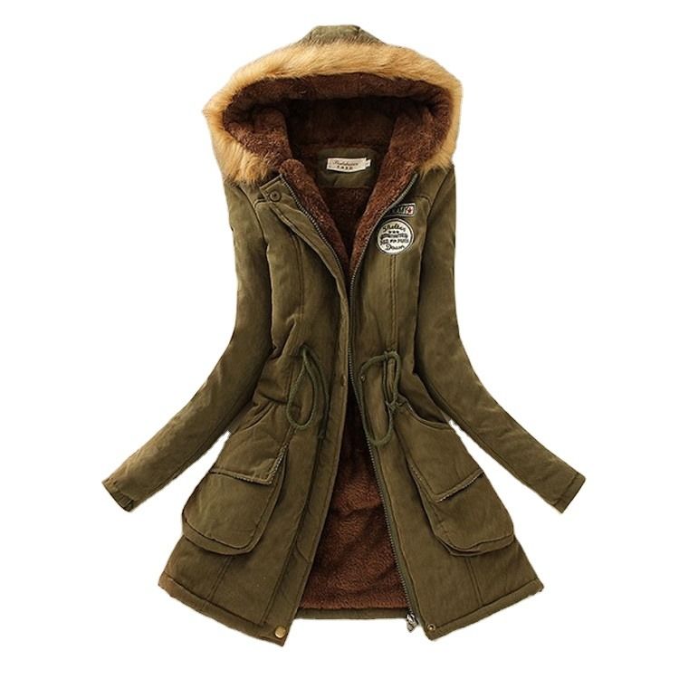 Veste d'hiver épaisse femme veste d'hiver parka veste avec fourrure doublure de col chaud veste en laine épaisse