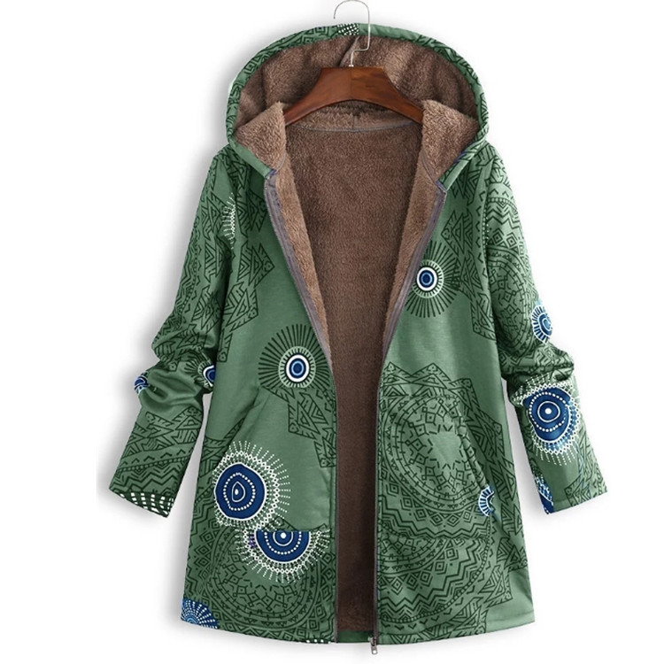 Fabrique en gros imperméable à l'eau femmes manteau d'hiver imprimé poche sweatshirt veste femmes de qualité d'âge laine de mode