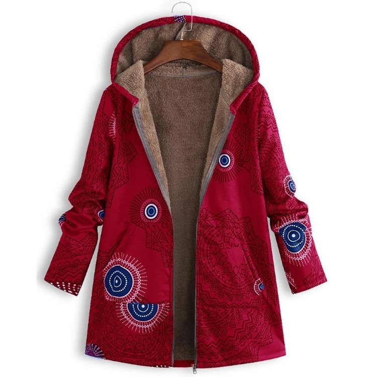 Fabrique en gros imperméable à l'eau femmes manteau d'hiver imprimé poche sweatshirt veste femmes de qualité d'âge laine de mode