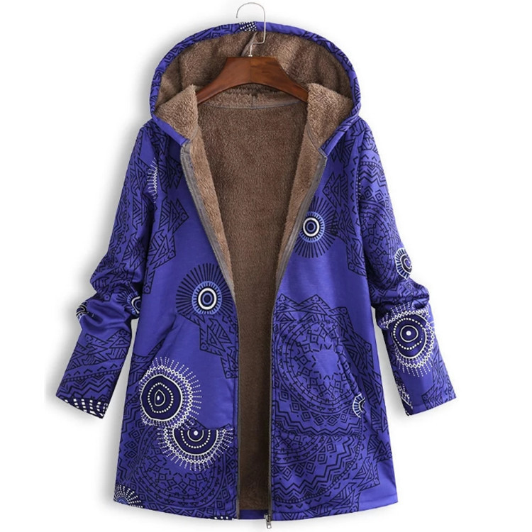 Fabrique en gros imperméable à l'eau femmes manteau d'hiver imprimé poche sweatshirt veste femmes de qualité d'âge laine de mode