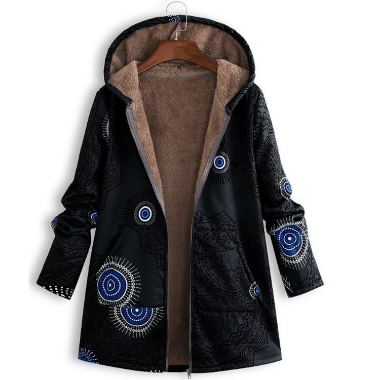 Fabrique en gros imperméable à l'eau femmes manteau d'hiver imprimé poche sweatshirt veste femmes de qualité d'âge laine de mode