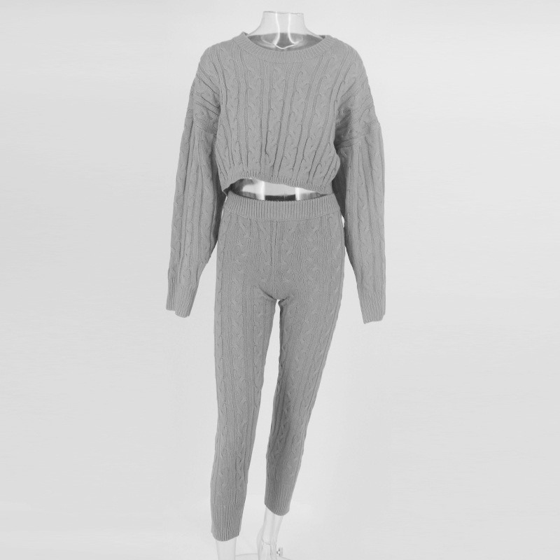 2020 hiver deux pièces de vêtements anti-rétrécissement ensemble de pull massif haut et pantalon ensemble de pull chaud