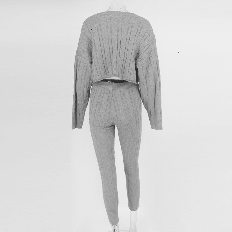 2020 hiver deux pièces de vêtements anti-rétrécissement ensemble de pull massif haut et pantalon ensemble de pull chaud