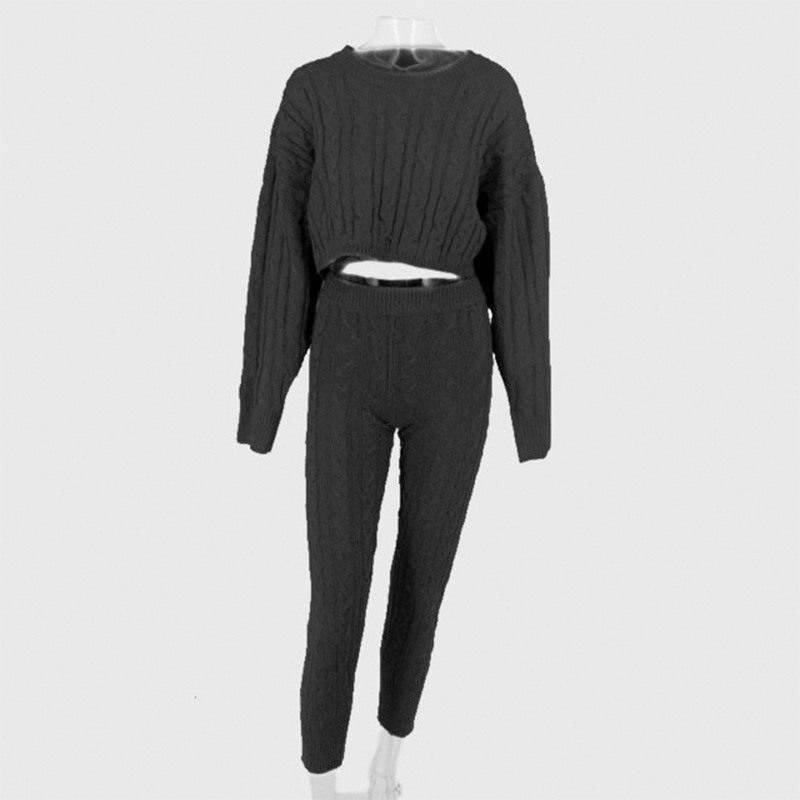 2020 hiver deux pièces de vêtements anti-rétrécissement ensemble de pull massif haut et pantalon ensemble de pull chaud