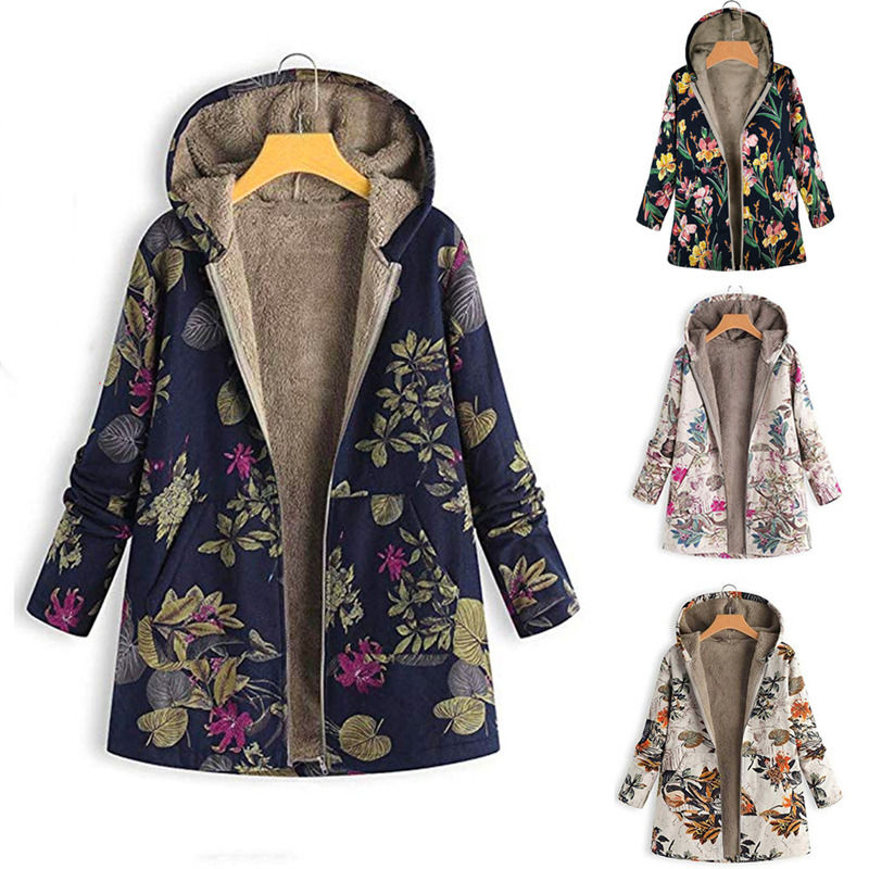 - à l'eau, prêt à être expédié, coton et capuchon chaud imprimé, tissu de laine, veste d'hiver,