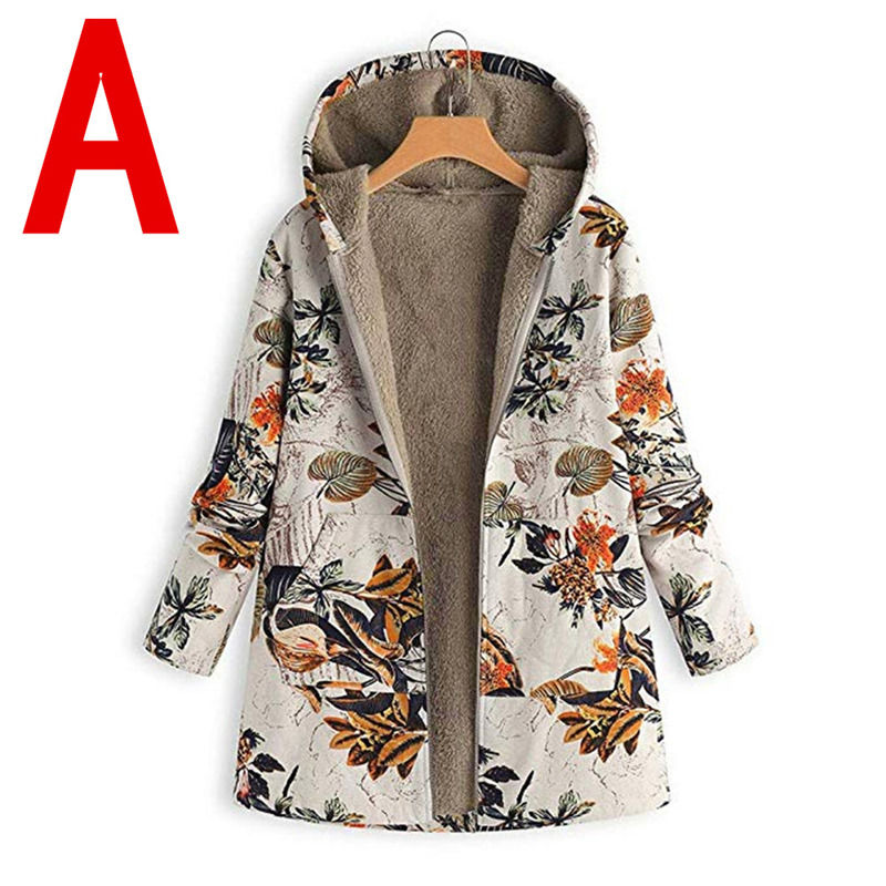 Imprimé floral imperméable à l'eau toile Dernière chemise à capuche laine chaude femme manteau d'hiver veste mince