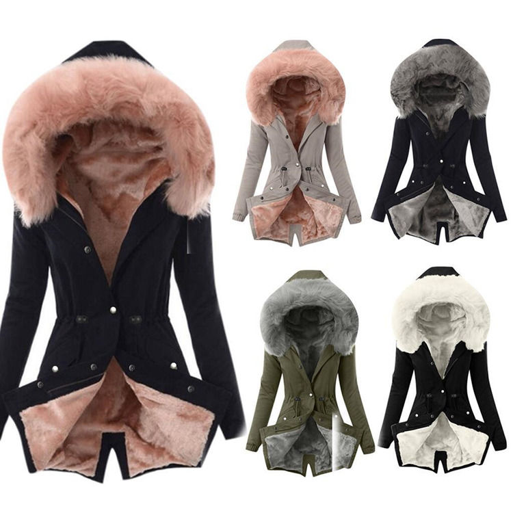 Vêtements pour femmes imperméables à l'eau 2020 collier chaud en fourrure laine femmes vestes coton manteau à capuche
