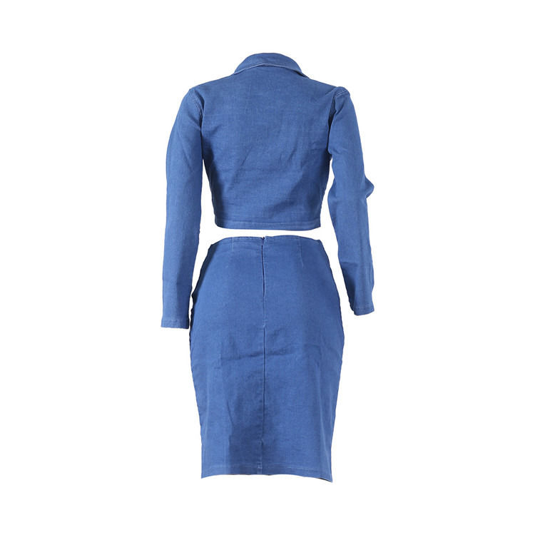 Style mode plus taille sexy jupe en jean avec ensemble supérieur deux pièces ensemble jupe décontractée